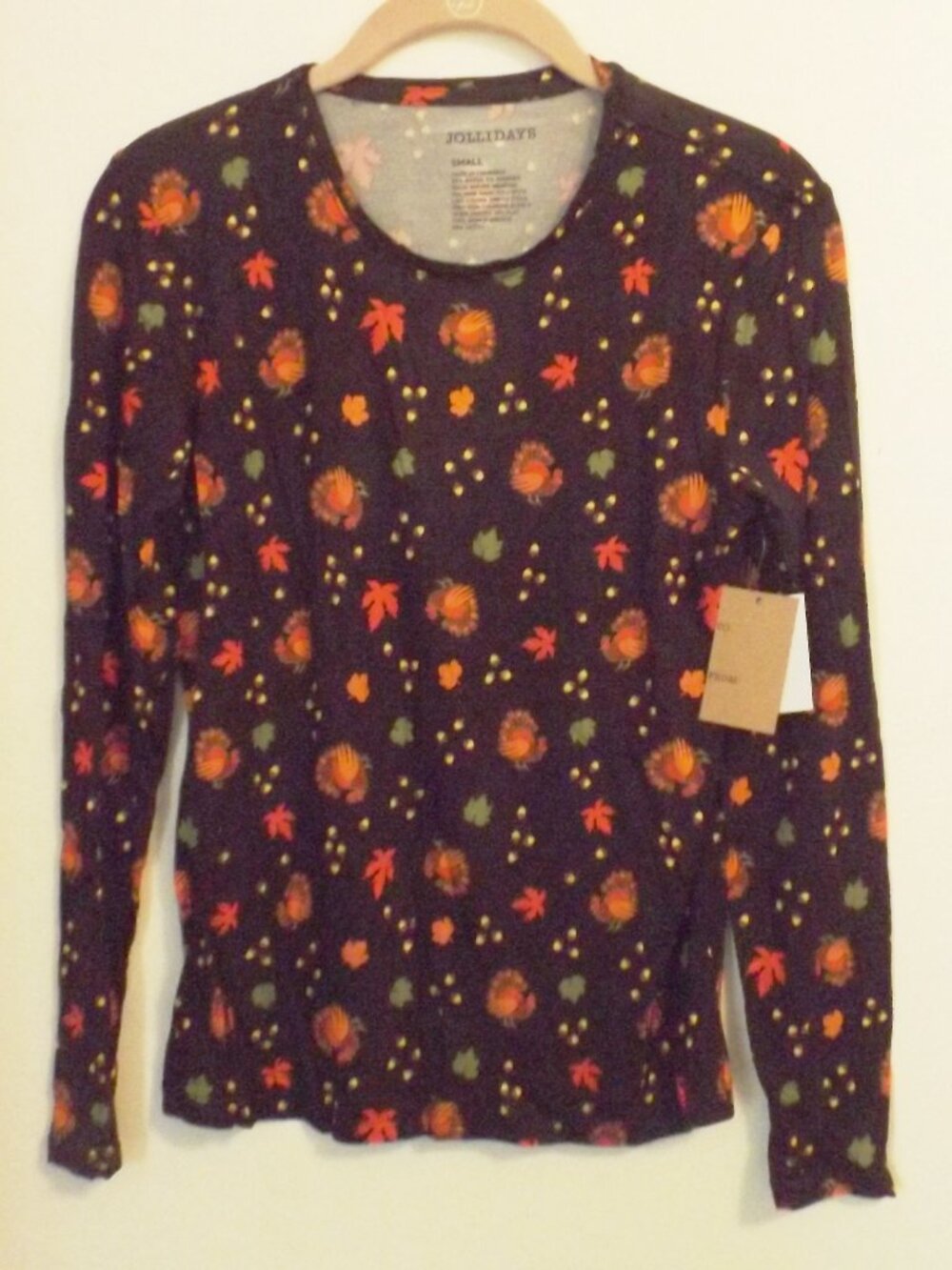Jollidays Thanksgiving Women's Long Sleeve Top Size S (#EV1915)